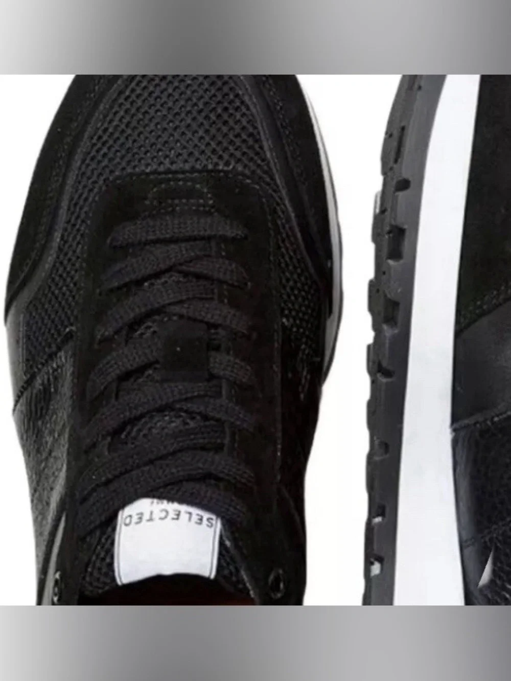 Selected Homme Running Sneakers Shoes Frank Mix Runner Size 7.0 Black